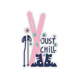 Chill Out Ski and Snowflake Themed Kiss-Cut Stickers