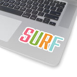 SURF In Distressed Boldface Text Kiss-Cut Stickers