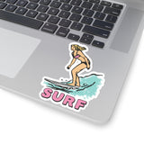 Retro Surf Girl Sticker for Water Bottle, Laptop, Phone
