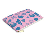 Seeing Shells Pink and Blue Seashell Themed Accessory Pouch