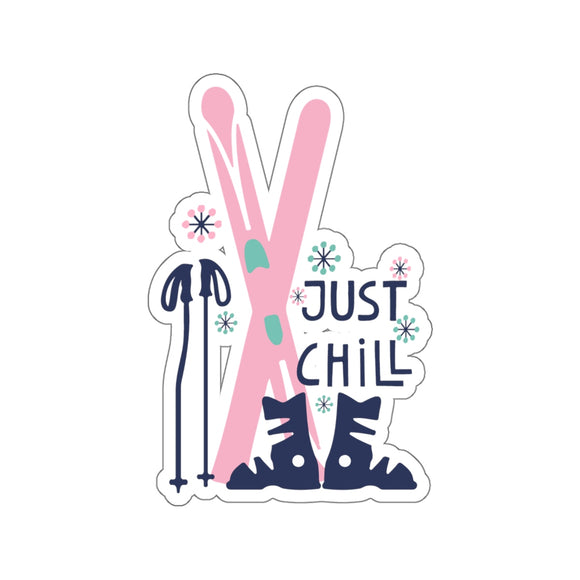 Chill Out Ski and Snowflake Themed Kiss-Cut Stickers