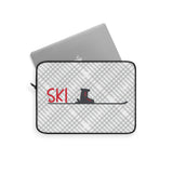 Ski Themed Grey Plaid Laptop Sleeve