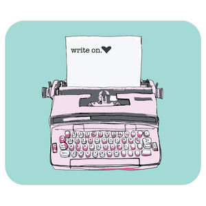 Write On Vintage Pink Typewriter Computer Mousepad