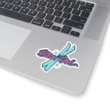 Skier Girl Ski and Snowflake Themed Kiss-Cut Stickers