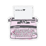Write On Pink Typewriter Die-Cut Sticker