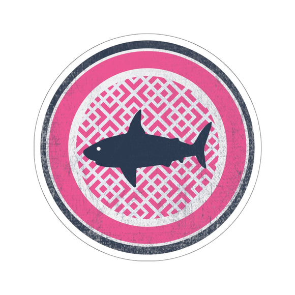 Shark On Retro Pattern Kiss-Cut Stickers