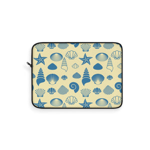Seeing Shells Yellow and Blue Seashell Themed Laptop Sleeve