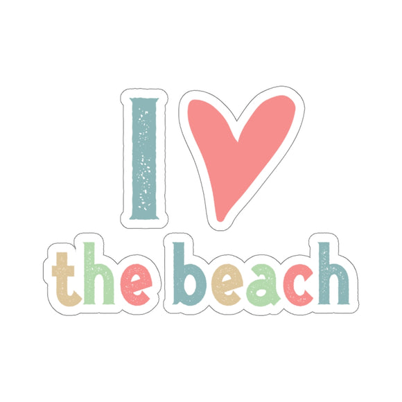 I Heart the Beach Laptop Sticker, Water Bottle Decal, Love the Beach, Sticker for Beach Lover