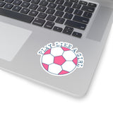 Play Like A Girl Pink Soccer Ball Sticker for Laptops, Water Bottles, Female Soccer Players