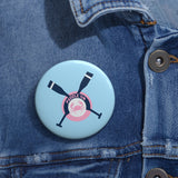 Crossed Oars On Pink Crab Paddle On Pin Buttons