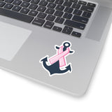 Hope Breast Cancer Anchor Ribbon Laptop Sticker Laptop Decal for Cancer Fighters, Survivors, Cancer Battle Encouragement, Nautical Cancer Ribbon