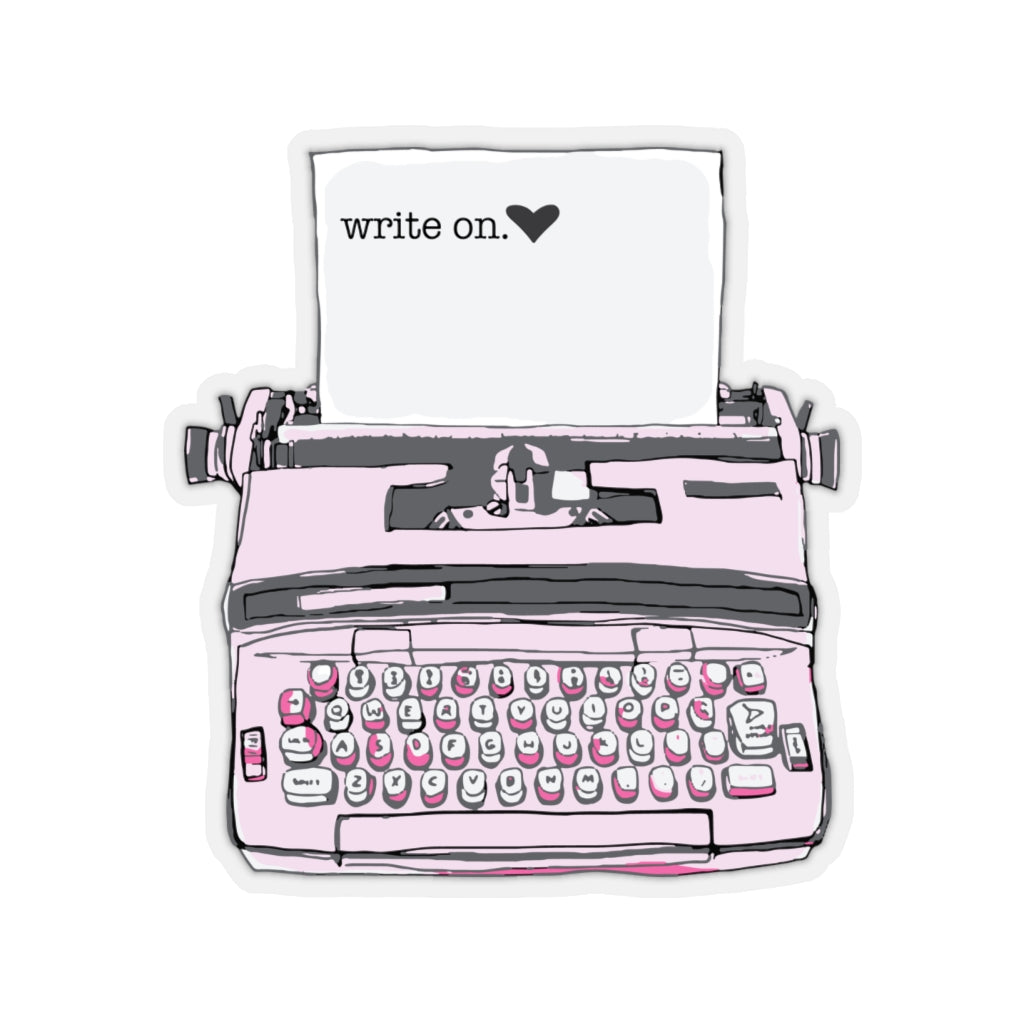 Write On Pink Typewriter Die-Cut Sticker – Sharks On Shore Apparel Co.