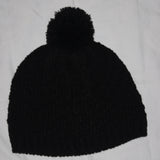 Black Knit Cable Winter Hat with Black Pom Pom
