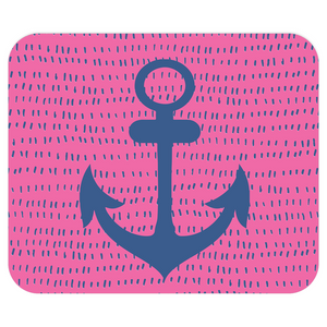 Pink Dashes With Anchor Computer Mousepad