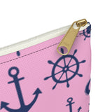 Pink and Navy Nautical Accessory Pouch