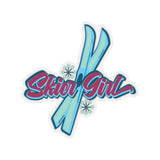 Skier Girl Ski and Snowflake Themed Kiss-Cut Stickers