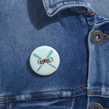 Ski Bum Crossed Skis and Goggles Pin Buttons