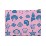Seeing Shells Pink and Blue Seashell Themed Accessory Pouch