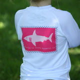 Little Girl's "Pink Shark" Long Sleeved Sun Protective Tshirt