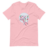 Ski On Stripes Short-Sleeve Unisex T-Shirt for Downhill Skiers, Apres Skier, Expert Skier
