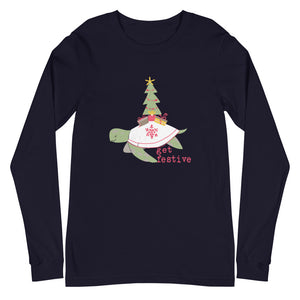 Get Festive Christmas Turtle Unisex Long Sleeve Tee