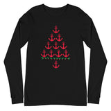 Anchor Christmas Tree Unisex Long Sleeve Tee for Boaters, Beach Lovers, and Nautical People