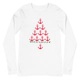 Anchor Christmas Tree Unisex Long Sleeve Tee for Boaters, Beach Lovers, and Nautical People