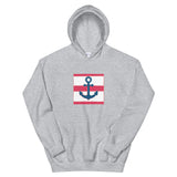 Anchor On Red Stripes Nautical Unisex Hoodie