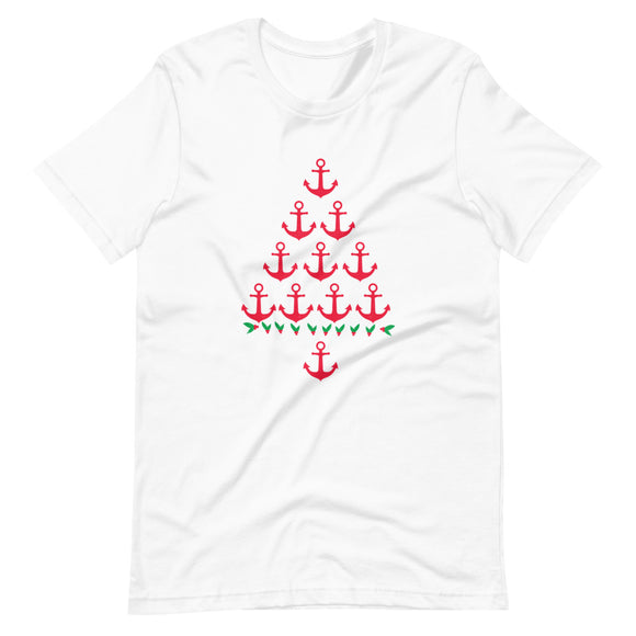 Anchor Christmas Tree Short-Sleeve Unisex T-Shirt for Ocean and Nautical Lovers