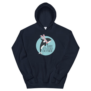 Baby It's Cold Outside Holiday Whale In Striped Scarf Unisex Hoodie