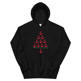 Anchor Christmas Tree Unisex Hoodie for Boater, Beach Lovers, and Nautical People
