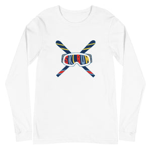 Ski Bum Colorful Crossed Skis Unisex Long Sleeve Tee