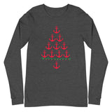 Anchor Christmas Tree Unisex Long Sleeve Tee for Boaters, Beach Lovers, and Nautical People