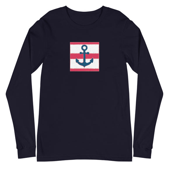 Anchor On Red Stripes Unisex Long Sleeve Tee