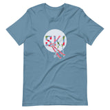 Ski On Stripes Short-Sleeve Unisex T-Shirt for Downhill Skiers, Apres Skier, Expert Skier