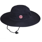 Adult Navy Bucket Hat With Wide Brim and Pink Circle Shark Logo UPF 50+