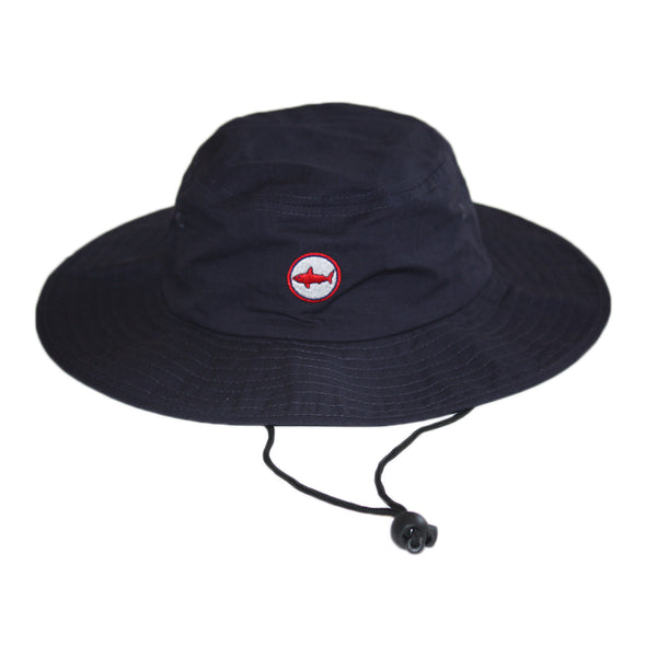 Kids Navy Classic Bucket Hat With Red Under Brim and Circle Shark Logo –  Sharks On Shore Apparel Co.