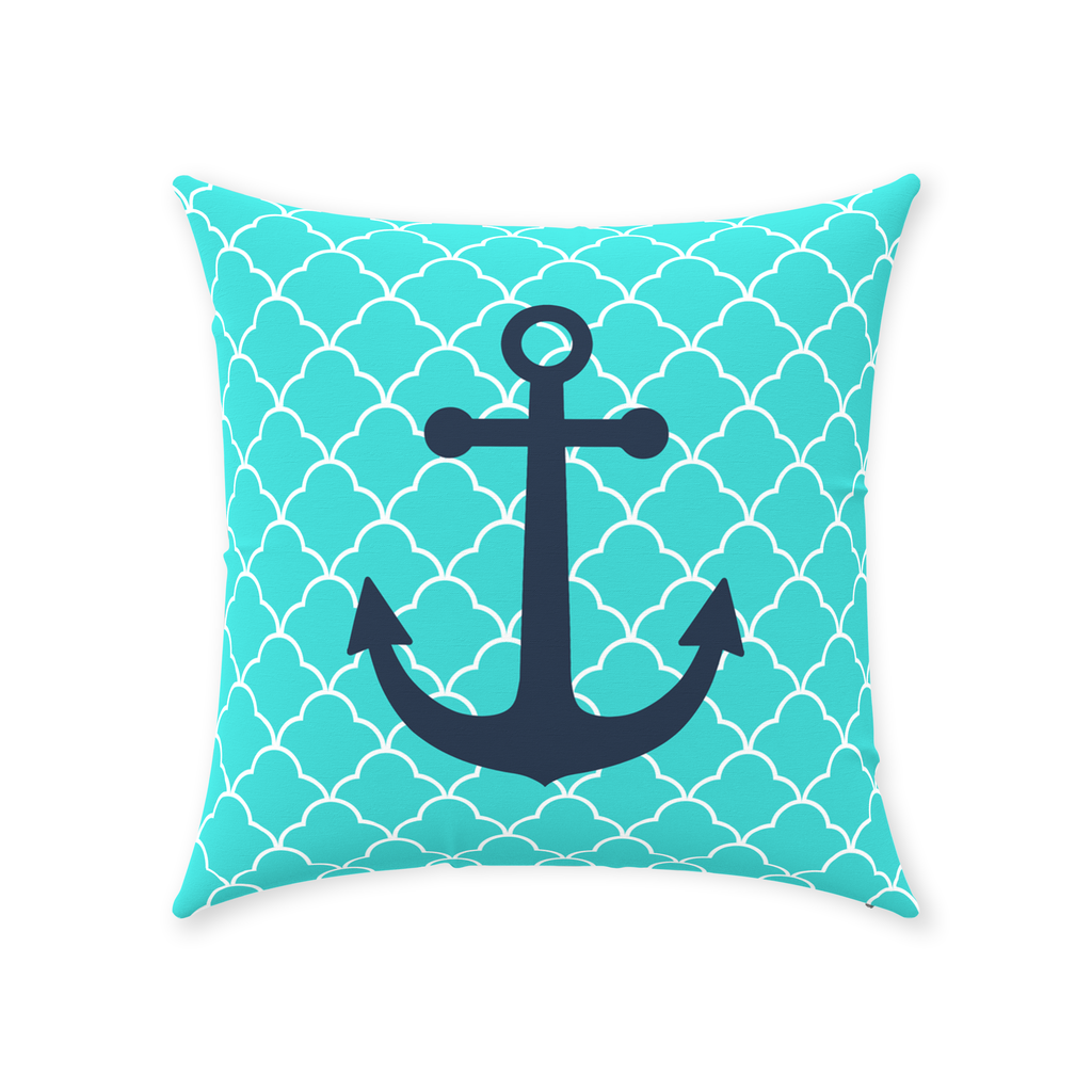 Turquoise Anchor Throw Pillows Sharks On Shore Apparel Co