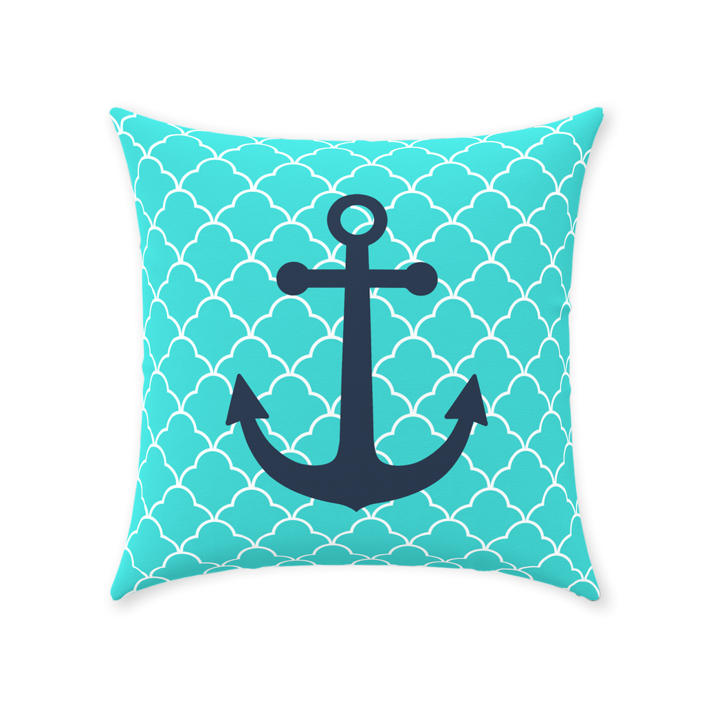 Turquoise Anchor Throw Pillows Sharks On Shore Apparel Co