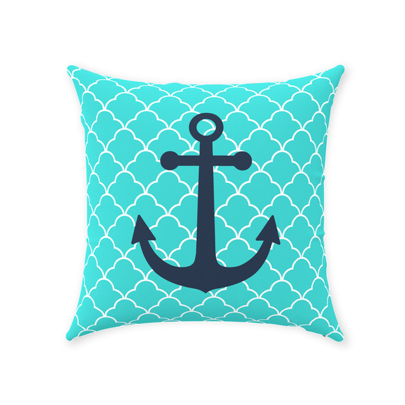 Turquoise Anchor Throw Pillows