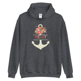 Merry Christmas Floral Anchor Unisex Hoodie