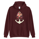 Merry Christmas Floral Anchor Unisex Hoodie